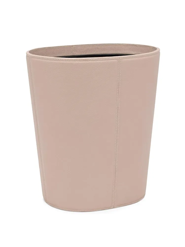 Asby Leather Oval Wastebasket