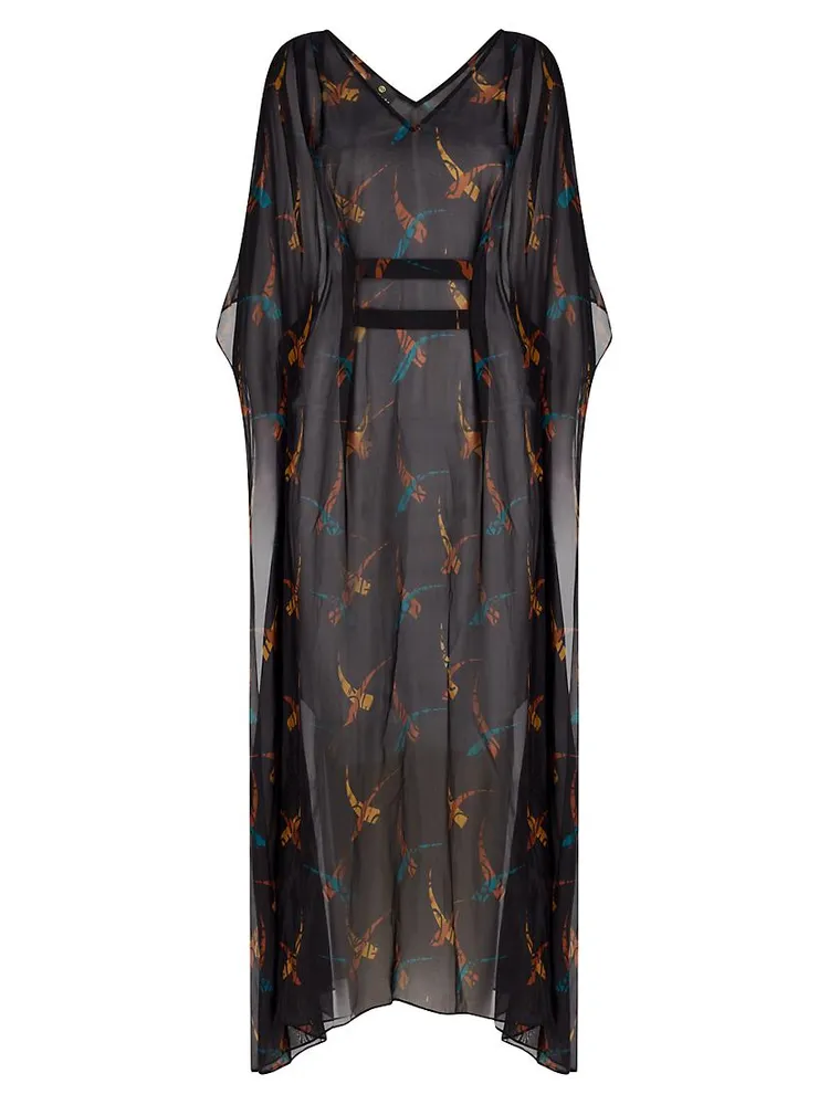 Florence Abstract Silk-Blend Cover-Up Maxi Dress