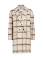 Plaid Wool-Blend Oversized Double-Breasted Coat