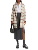 Plaid Wool-Blend Oversized Double-Breasted Coat