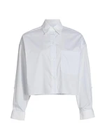 Soon To Be Ex Cotton Button-Front Crop Shirt