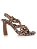 Uma Twisted-Rope High-Heel Slingback Sandals