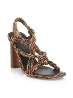 Uma Twisted-Rope High-Heel Slingback Sandals