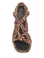 Uma Twisted-Rope High-Heel Slingback Sandals