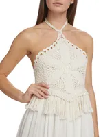 Crochet Halter & Chiffon Maxi Dress