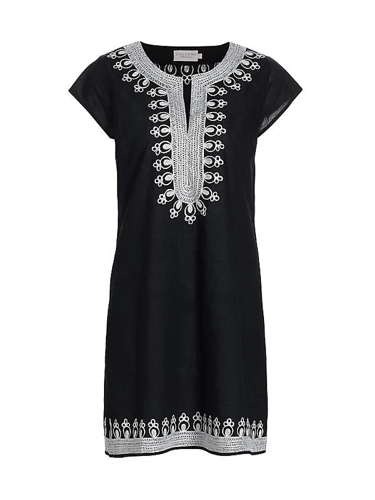 Embroidered Cotton Voile T-Shirt Dress