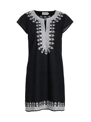 Embroidered Cotton Voile T-Shirt Dress