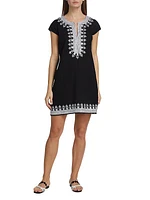 Embroidered Cotton Voile T-Shirt Dress