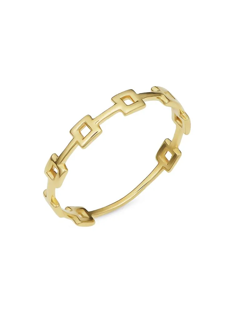 14K Yellow Solid Gold Buttoned-Up Ring