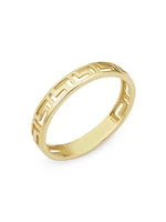 14K Yellow Solid Gold Greek Key Band Ring