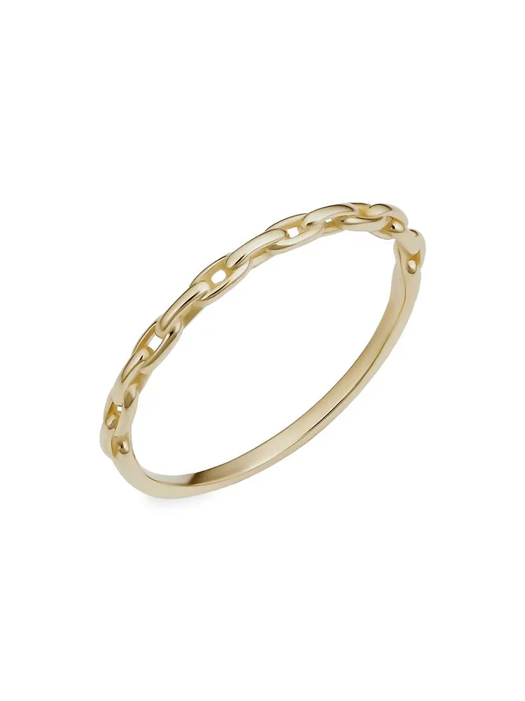 14K Yellow Solid Gold Venice Link Ring