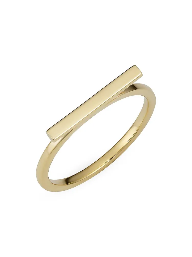 14K Yellow Solid Gold Brooklyn Bar Ring