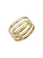 14K Yellow Solid Gold Triple Threat Ring