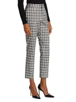 Plaid Straight-Leg Crop Trousers