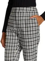 Plaid Straight-Leg Crop Trousers