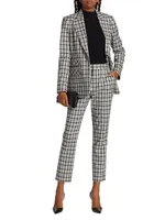 Plaid Straight-Leg Crop Trousers