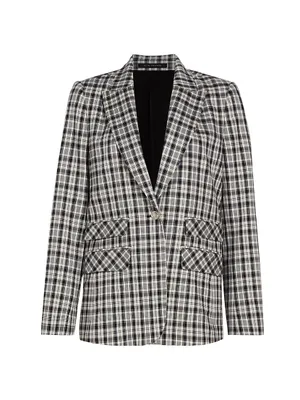 Plaid Single-Button Blazer