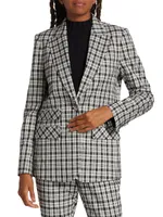 Plaid Single-Button Blazer