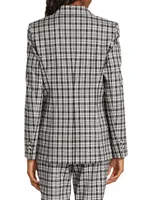 Plaid Single-Button Blazer