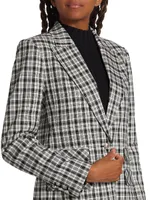 Plaid Single-Button Blazer