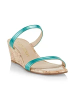 Aleena Metallic Leather Wedge Sandals