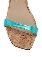 Aleena Metallic Leather Wedge Sandals