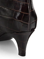 The Wide Calf Croc-Embossed Leather Boots