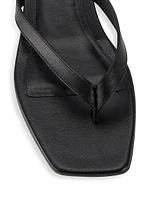 Leather Flip-Flop Kitten-Heel Sandals