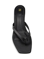 Leather Flip-Flop Kitten-Heel Sandals