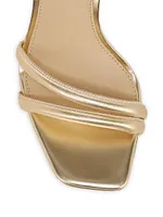 Kia Metallic Leather Block-Heel Sandals