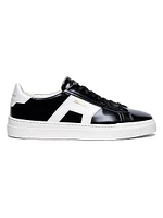 Double Buckle Leather Sneakers