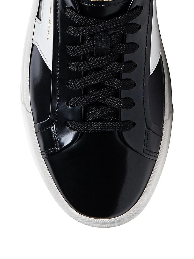 Double Buckle Leather Sneakers