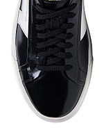 Double Buckle Leather Sneakers