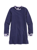 Little Girl's & Girl's Plaid Ruffle Sweatshirt Dress