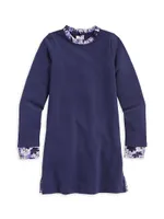 Little Girl's & Girl's Plaid Ruffle Sweatshirt Dress