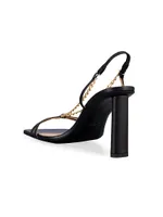 Le Tati Chain Leather Slingback Sandals