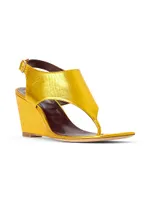 Alex Metallic Leather Thong Wedge Sandals