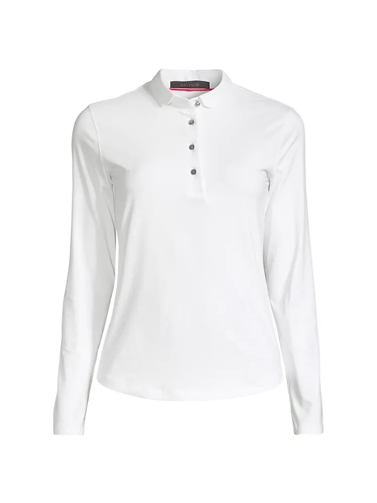 Long-Sleeve Knit Polo Top