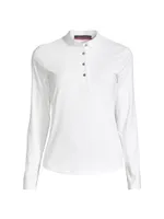 Long-Sleeve Knit Polo Top