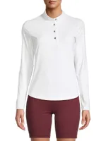 Long-Sleeve Knit Polo Top