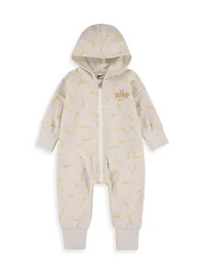 Baby Boy's Hooded Logo Coveralls