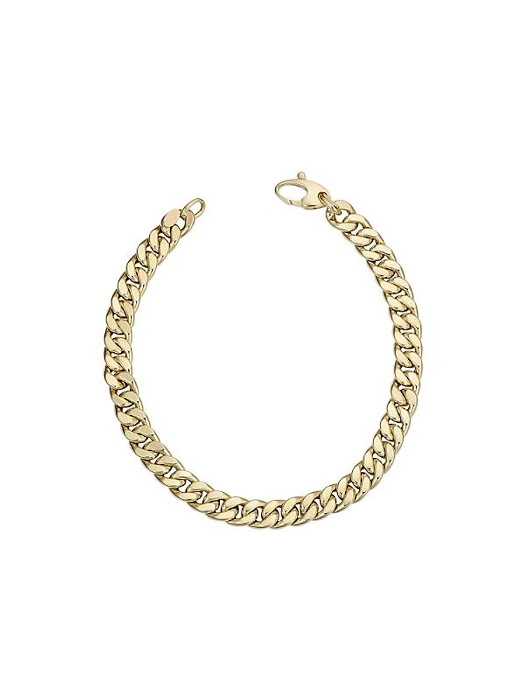 14K Yellow Solid Gold Estate Cuban Bracelet