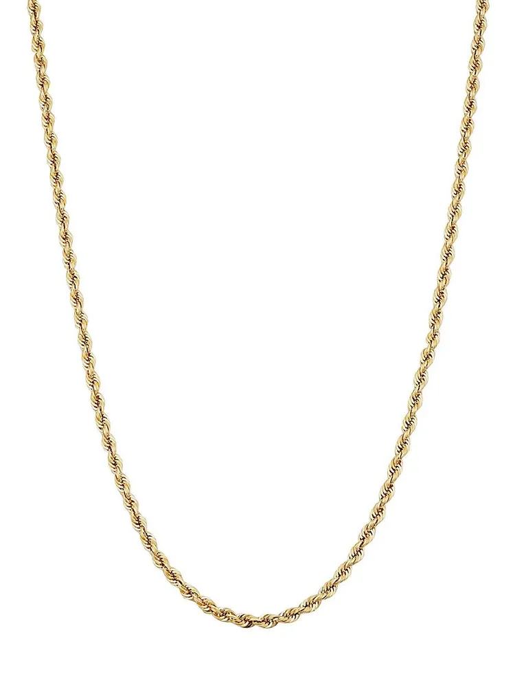 14K Yellow Solid Gold Roman Rope Statement Necklace