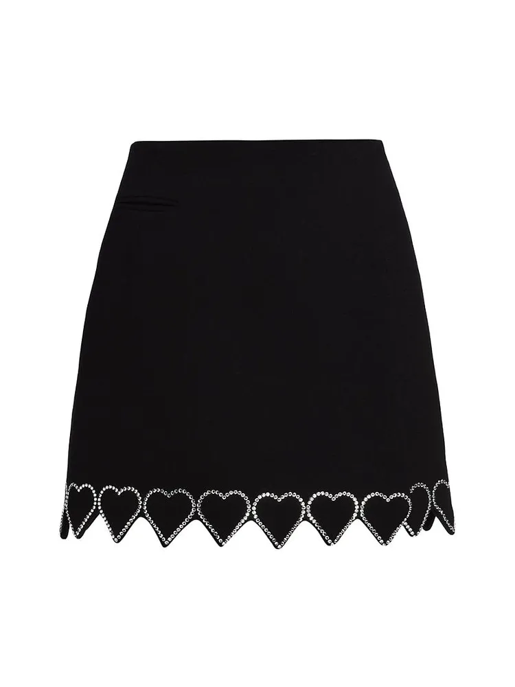 Heart-Shaped Crystal-Trim A-Line Skirt