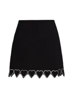 Heart-Shaped Crystal-Trim A-Line Skirt