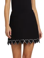 Heart-Shaped Crystal-Trim A-Line Skirt