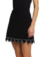 Heart-Shaped Crystal-Trim A-Line Skirt