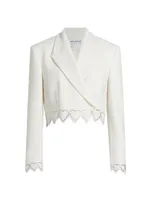 Crystal Hearts Cropped Wool Blazer