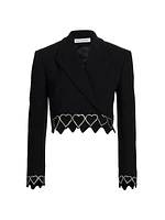 Heart-Shaped Crystal-Trim Cropped Blazer