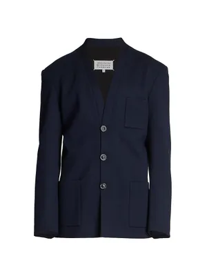 Wool-Blend Single-Breasted Blazer